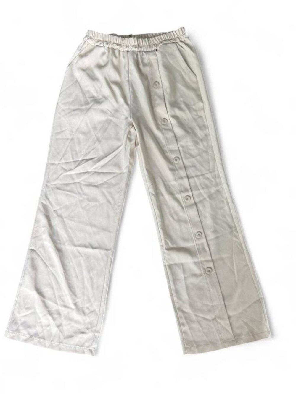 Alex New Cream wide leg loose trousers with button detail from Florence, Italy.